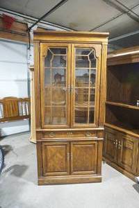 lot 302 image: Glass Door Wooden Cabinet