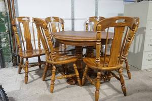 lot 309 image: wooden dining room table & chairs