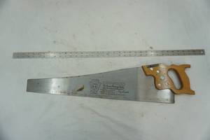 lot 342 image: Hand Saw and metal yard stick
