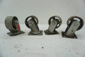 lot 365 image: Set Of Cast Iron Caster Wheels 4