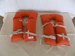 lot 8 image: 2  Vintage orange life vests