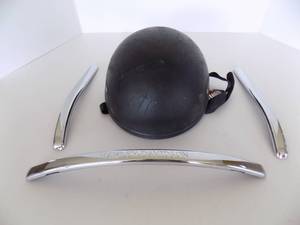 lot 35 image: Skid Lid Helmet, & 3- Pieces Of Harley Chrome