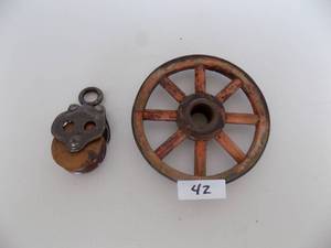 lot 42 image: Vintage Items Louden 14 Pulley And 8 14 Round Wheel