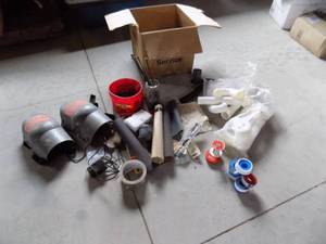 lot 147 image: Knee Pads, Sandpaper, Plastic Fittings PVC, Teflon Tape, Screws, Soldering Items