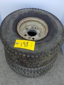 lot 198 image: 2 Lawn Tractor Tires  5 Hole 