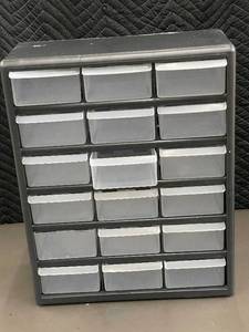 lot 18 image: 16-Drawer Plastic Storage Organizer Cabinet