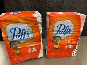 Pack of 6 Puffs Simple Softness Facial Tissue Boxes with some damage