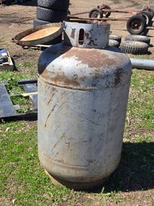 lot 8 image: Large Used Steel Propane Tank - Holds Pressure