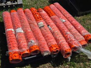 lot 22 image: Lot of 9 NEW Rolls of Barrier or Snow Fence Rectangular Pattern 48 x 100