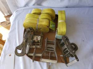 lot 97 image: Lot of Heavy Duty Ratchet Tie Down Straps with Ratches