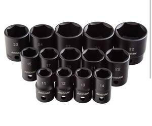 lot 142 image: ARCAN TOOLS 12 Drive Shallow Impact Socket Set, Metric, 11mm - 32mm, 14 Pieces (AS21214M)