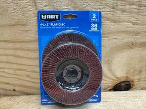 lot 144 image: (2-Pk) HART Wood Metal HEAVY REMOVAL 36 GRIT VERY COARSE 4-12 FLAP DISC  NEW