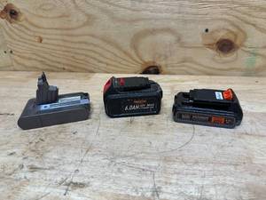 lot 174 image: (3) Batteries (BlackDecker, Vanon, and Dyson)