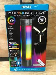 lot 58 image: WhiteRGB Tri-Fold Light with Wireless Remote Control Bower