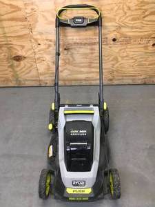 lot 21 image: RYOBI 40V HP Brushless 20 in. Cordless Battery Walk Behind Push Lawn Mower Model # RY401017VNM - Tool Only
