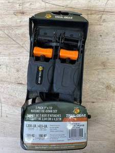 lot 27 image: Trail Gear 2 Pack 1x15 Ratchet Tie-Down Set