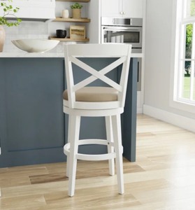 lot 4 image: HH2 Home Wood Swivel Bar Chair (White) MSRP - $200