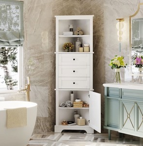 lot 61 image: Dolomn 68 Inch Corner Storage Cabinet