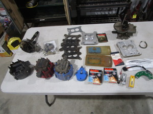 lot 114 image: HEI Ignitions, Distributers, Holley 2 Barrel Carburetor, Carb Adapter Plates & Misc
