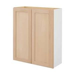 lot 1 image: Hampton Bay 30 in. W x 12 in. D x 36 in. H Ready to Assemble Wall Kitchen Cabinet in Unfinished with CLICKREADY Technology Customer Returns See Pictures