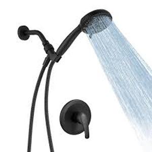 BWE Single-Handle 6-Spray Shower Faucet Set Trim Kit 1.8 GPM with Valve and Filtered Handheld Shower Head in Matte Black  Customer Returns See Pictures