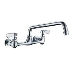 lot 10 image: BWE 2-Handle Wall Mount Kitchen Faucet With 8 Inch Swivel Spout 8 Center In Polished Chrome  Customer Returns See Pictures