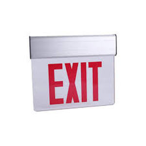 lot 14 image: Lot of Commercial Electric 120-Volt to 277-Volt with Ni-Cad 4.8-Volt Edge Lit Integrated LED Red Exit Sign   Customer Returns See Pictures