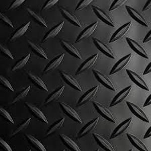 lot 19 image: Workforce Black 36 in. x 10 ft. Vinyl Diamond Plate Commercial Grade Matting     Customer Returns See Pictures