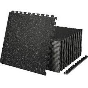 lot 37 image: VEVOR Interlocking Floor Mat 24in. W x 24in. L x 0.5in. T EVA Foam Rubber Gym Flooring Mat (100 sq.ft. Black and Gray) 25 Pcs  Customer Returns See Pictures