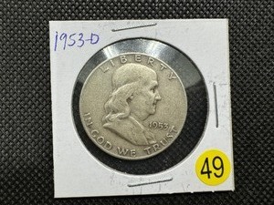 lot 49 image: 1953-D  Franklin Half Dollar