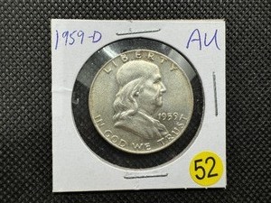 lot 52 image: 1959-D  Franklin Half Dollar - Marked AU When Purchased