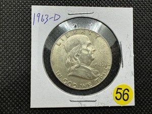 lot 56 image: 1963-D  Franklin Half Dollar