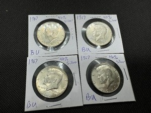 lot 58 image: Four 40% Silver BU Kennedy Half Dollars
