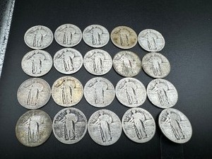 lot 62 image: 20 No Date Silver Standing Liberty Quarters (melt value approx. $6.00coin)