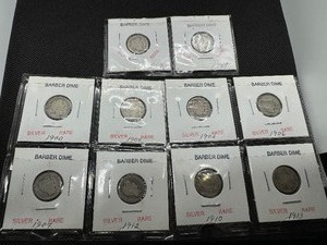 lot 67 image: Ten Mixed Date Barber Dimes