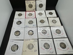 lot 68 image: 18 Different Year and Mint Mercury Dimes