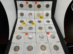 lot 72 image: 24 Buffalo Nickels - 15 Common Date - some are XF and 9 Better Date