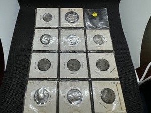 lot 75 image: Complete Set of 11 Silver War Nickels