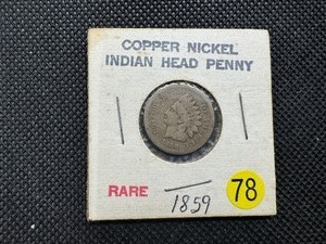 lot 78 image: Better Date 1859 Indian Head Cent