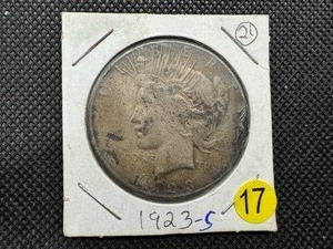 lot 17 image: 1923-S Peace Silver Dollar
