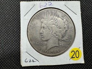 lot 20 image: Better Date 1934-S Peace Silver Dollar