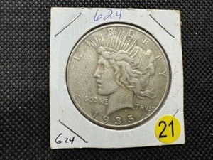 lot 21 image: Better Date 1935-S Peace Silver Dollar