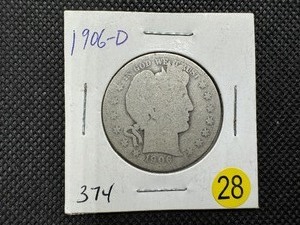 lot 28 image: 1906-D Barber Half Dollar