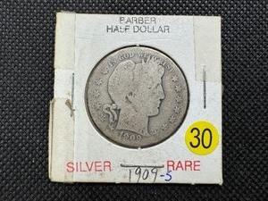 lot 30 image: 1906-D Barber Half Dollar