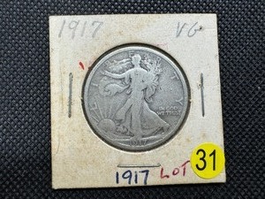 lot 31 image: 1917 Walking Liberty Silver Half Dollar - Marked VG When Purchased
