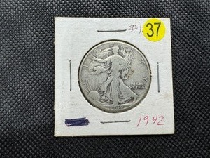 lot 37 image: 1942 Walking Liberty Silver Half Dollar