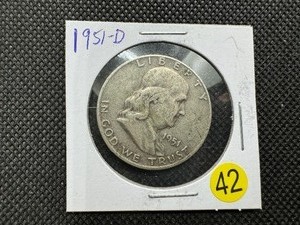 lot 42 image: 1951-D  Franklin Half Dollar