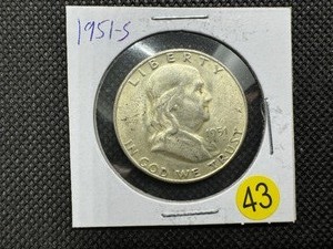 lot 43 image: 1951-S  Franklin Half Dollar