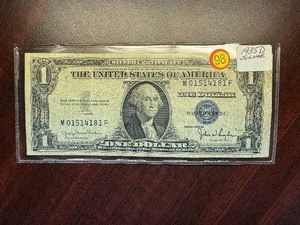 lot 98 image: 1935 D Blue Seal Silver Certificate