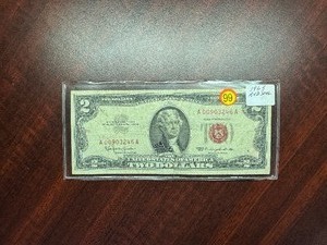 lot 99 image: 1963 Red Seal Two Dollar Bill